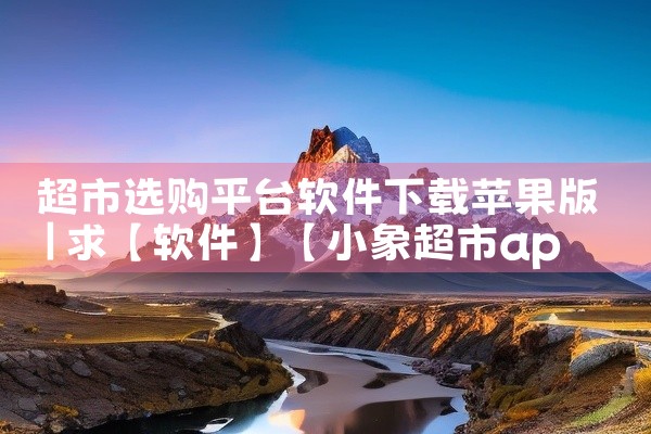 超市选购平台软件下载苹果版