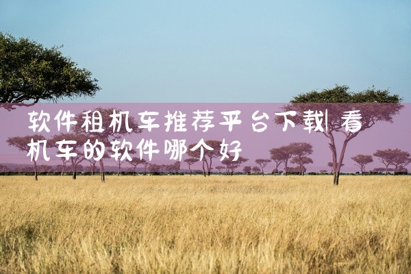 软件租机车推荐平台下载